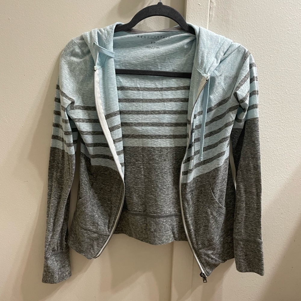 Aeropostale • zipper up • blue and grey • small